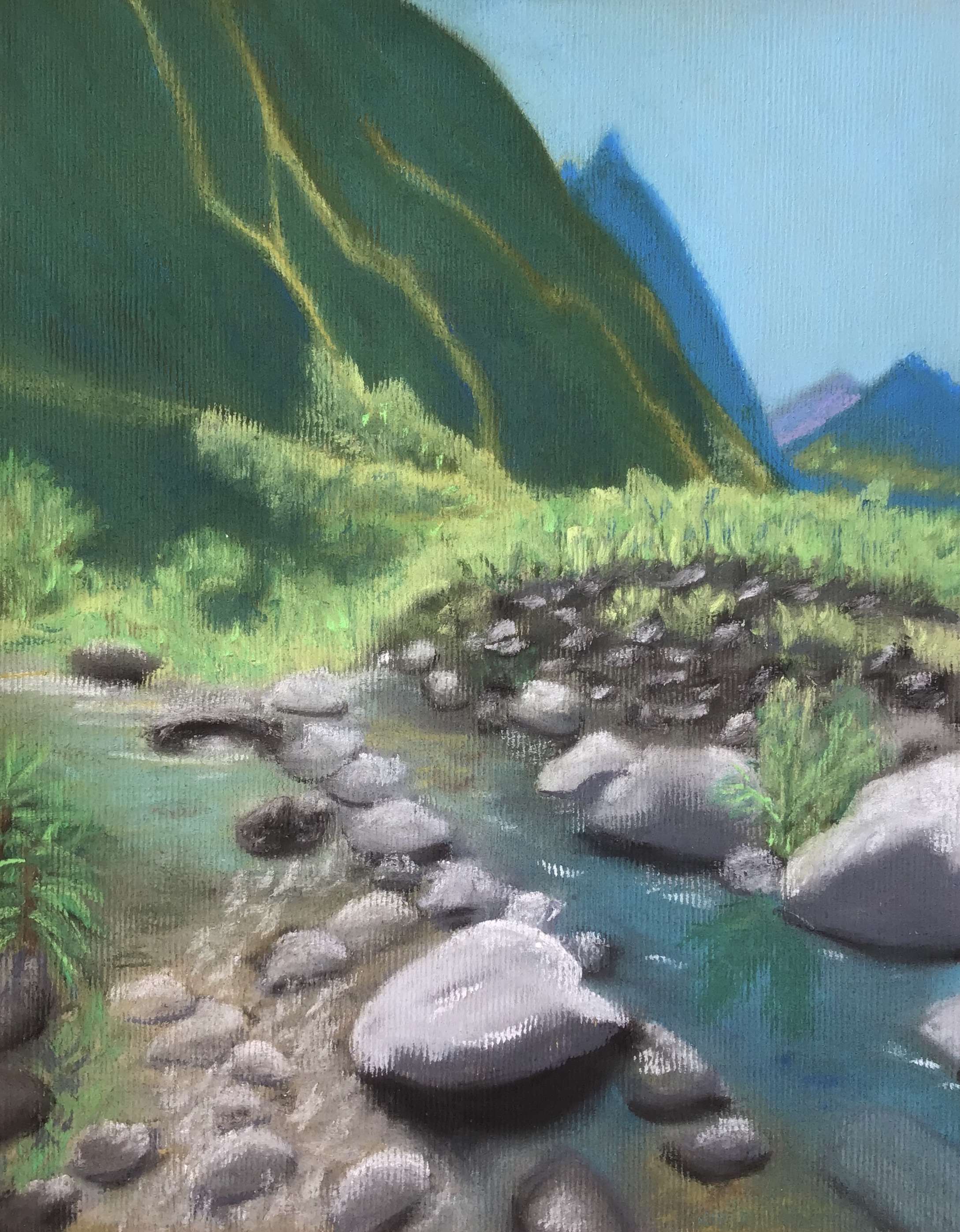 Rivière des Galets (pastel sec)